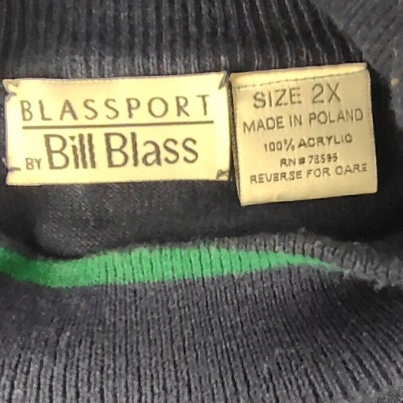 Bill Blass Vintage Blassport Men's Blue & Green Long Sleeve Sweater Size 2X - Picture 9 of 10